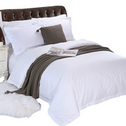酒店床上用品四件套纯棉，床笠款宾馆纯白床单，被套全棉民宿用三件套