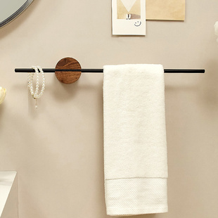 创意毛巾架免打孔卫生间黑胡桃木，浴室浴巾杆，洗漱台置物收纳挂架子