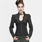 蒸汽朋克女装原创设计维多利亚风衬衫复古立领薄款春秋短外套衬衣