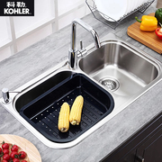 科勒厨房水槽双槽304不锈钢洗菜盆洗碗池家用台上厨盆72474价