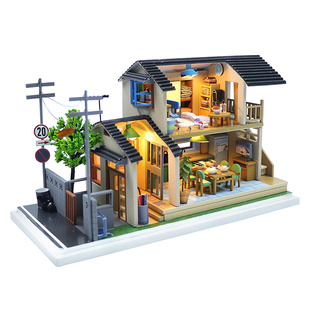 日式别墅diy小屋模型，拼装玩具娃娃屋沙盘房子，木质摆件送男生礼物