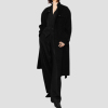 陈小满原创设计澳洲羊绒羊毛黑色立领廓形中长款单排扣双面呢大衣