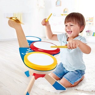 hape三重动感架子鼓宝宝，早旋律智力音律男女孩儿童木制益智玩具3+