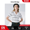 MB MindBridge百家好夏季条纹Polo领针织衫女设计感薄款短袖上衣