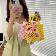 夏季DIY串珠包手工编织材料包自制糖果色手提包丝巾珍珠包