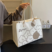 小熊大容量托特包女2024流行可爱大包，学生电脑包手提包帆布包