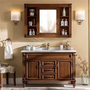美式浴室柜组合实木落地式洗手台卫生间，洗漱台橡木洗脸洗面池卫浴