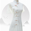 纯白色蕾丝旗袍中长款三分袖2023夏鱼尾裙订婚小清新连衣裙棉