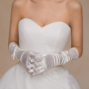 新娘婚纱手套长款包指2021秋冬季礼服旗袍有指白色韩式结