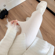 秋冬加绒白色连裤袜女外穿加厚保暖奶白色打底裤袜日系米白色丝袜