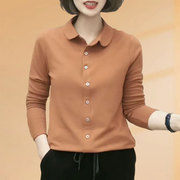 长袖女士衬衫秋季高端韩版衬衣，德绒宽松遮肉百搭减龄洋气小衫