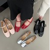 浅口单鞋女平底2024春季红色银漆皮瓢鞋芭蕾法式复古玛丽珍鞋
