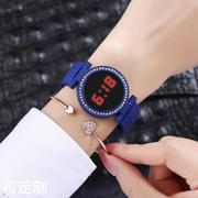 21款新上韩版欧美风森女时尚，学生led电子触摸屏弹力表带手表