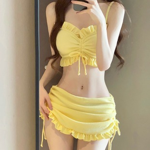 韩国ins夏季高级感比基尼性感显瘦沙滩度假裙式分体泳衣温泉泳装