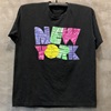 New York纽约美式创意设计彩色字母小领口男女oversize短袖T恤潮
