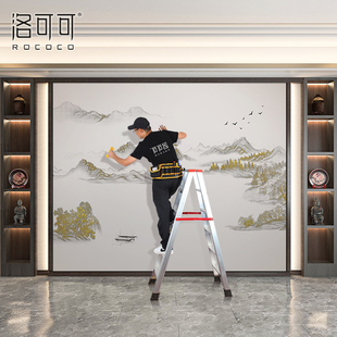 新中式电视背景墙壁纸20233d意境山水壁画墙纸客厅沙发墙壁布