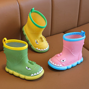 儿童雨鞋恐龙卡通水靴中筒防滑软底防水鞋，幼儿园宝宝加绒可拆卸