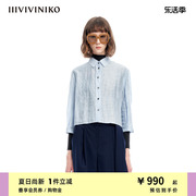 曾黎同款IIIVIVINIKO夏季预科生5分袖箱型街头短衬衫女