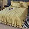 纯色夹棉床裙式床罩单件加厚床单，三件套1.5米1.8x2.0荷叶花边床套
