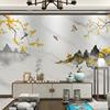新中式花鸟影视墙壁画简约8d山水壁纸客厅卧室墙纸电视背景墙墙布