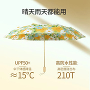 三折折叠双面印花太阳伞超强防晒防紫外线晴雨两用女士双层雨伞