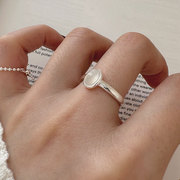s925纯银天然白月光戒指女韩版椭圆约温婉气质推拉设计指环
