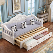 欧式实木沙发床推拉可折叠坐卧两用简约床软包小户型，双人储物
