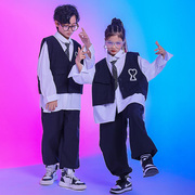 少儿街舞儿童潮服衬衣马甲三件套男童嘻哈风街舞服装hiphop演出服