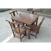 红木家具鸡翅木小方桌，实木餐桌椅红木茶桌仿古四方，棋牌桌五件