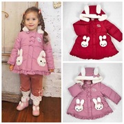 24冬潮牌儿童女宝宝童装st小兔，造型纯棉棉衣加绒可爱外套新年服