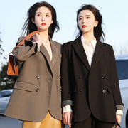 纯色西装外套女小个子23秋冬通勤上衣，韩版减龄宽松设计感外套