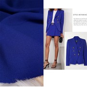 意大利进口宝蓝色双层绉纱羊毛，西装连衣裙高级核桃纹毛料汉服布料
