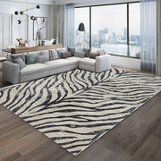 美式复古地毯法式轻奢斑马纹，客厅茶几毯北欧卧室，高级感加厚床边垫
