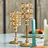 北欧家用金属花瓣水晶烛台，羽毛容器婚庆甜品台餐桌，欧式浪漫蜡烛台