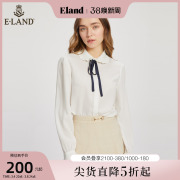 Eland衣恋清新甜美娃娃领泡泡袖气质衬衫女