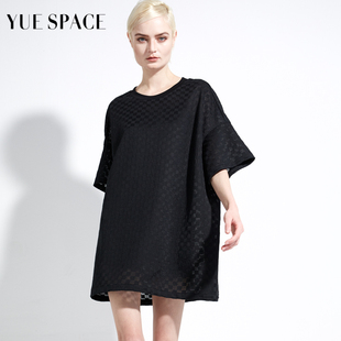 yuespace蕾丝衫镂空t恤圆领，中长款宽松时尚百搭春夏女士套头小衫