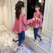巴拉巴拉韩系女童格子衬衫上衣春秋装2023儿童洋气长袖纯