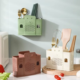 家用免打孔筷子篓筷子筒，厨房塑料创意，沥水餐具收纳盒筷子盒筷子笼