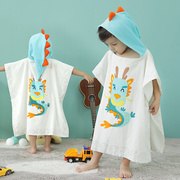 夏季儿童宝宝浴巾带帽斗篷纯棉浴袍可穿式女男孩专用吸水速干裹巾