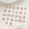 14k包金双吊字母铜镶锆石，水晶diy手链项链手作材料配件
