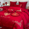 全棉纯棉结婚婚庆四六件套，大红色被套床单，床盖款新婚床上用品十4
