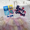 自留2-10澳女童两色海星草莓，字母贴布绣纯棉，短袖t恤