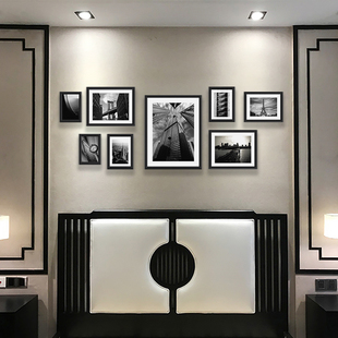 创意照片墙装饰免打孔实木欧式相框组合过道餐厅客厅沙发装饰画