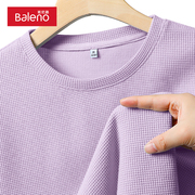 班尼路紫色中长款短袖t恤女夏季纯色减龄可爱宽松休闲上衣女