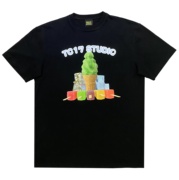 TC17 STUDIO原创美式卡通冰淇淋印花宽松休闲小领口短袖棉T恤