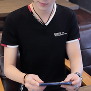 T恤男短袖韩版修身上衣V领潮牌小衫青年学生纯棉衣服夏季薄款半袖