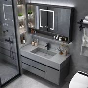 简约折叠风水镜浴室柜，组合卫生间洗手盆面盆纳米，岩石一体盆卫浴柜