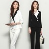 黑白撞色西装外套女2024年春季女总裁时尚气质职业西服两件套