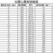 100只紫铜SC25-8窥口铜接线端子/铜端子/P线鼻子/铜接头25平