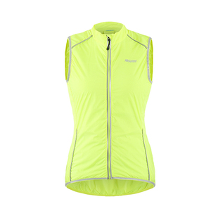 骑行马甲女士防风背心，自行车装备便携风衣无袖，修身薄款透气荧光绿